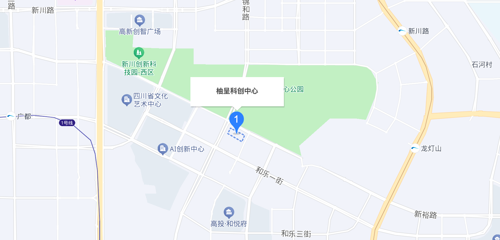 公司位置：成都市双流区锦和路与新裕路交叉路口往东南约90米，柚呈科创中心
